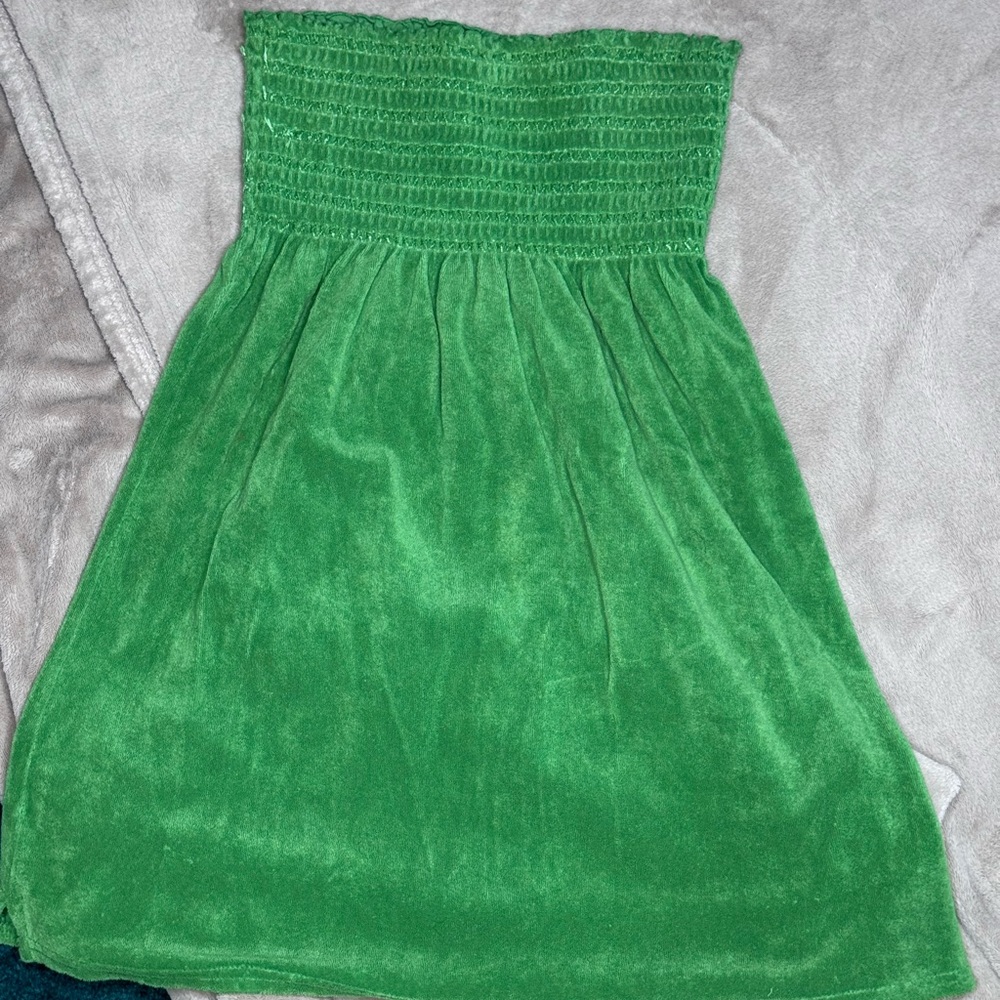 Juicy Couture Strapless Green Smocked Dress Lounge Cover Up